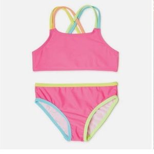 Wonder Nation  Swimsuit Toddler
Girls Neon Pink 2 Piece 2T